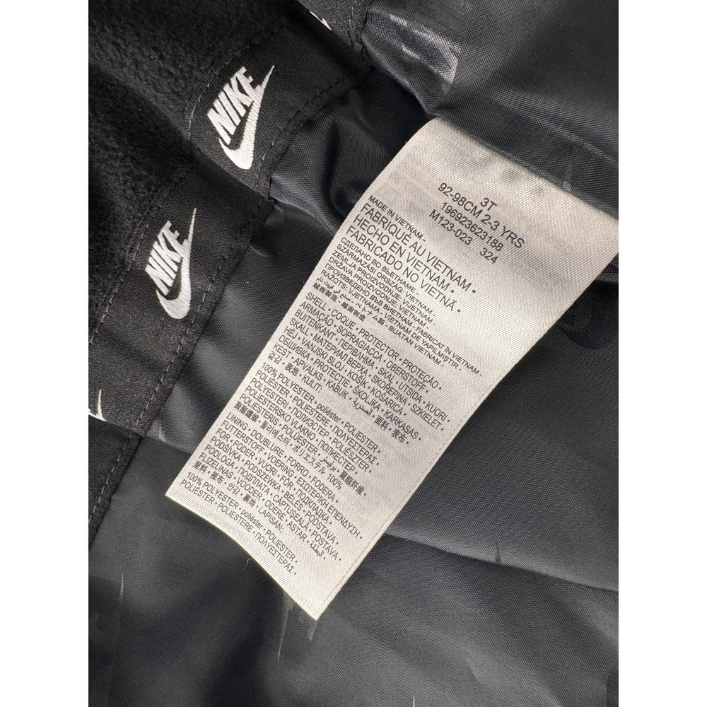 Boys Nike Puffer Full Zip Jacket Winter Coat Black 3T All Over Print - Picture 7 of 8